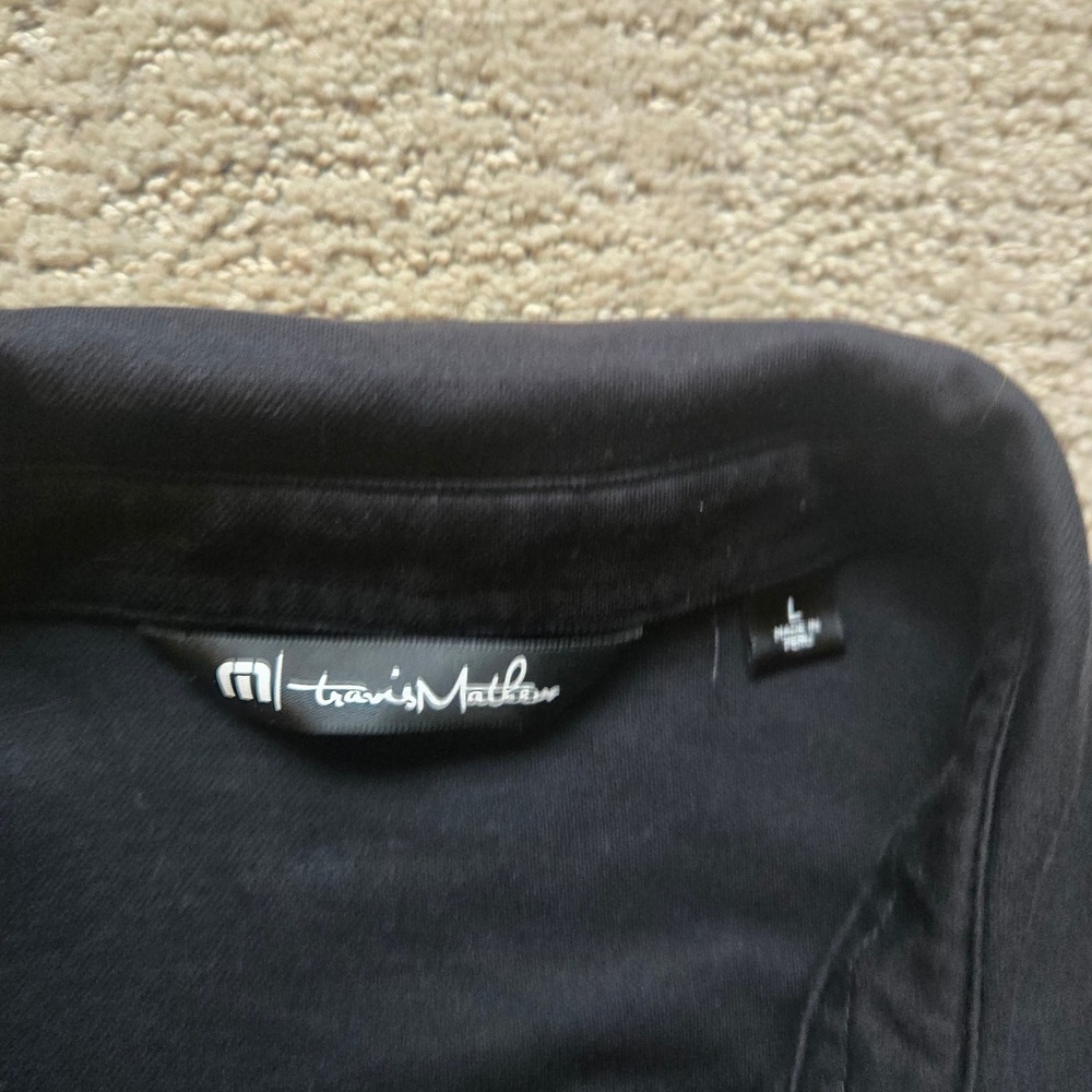 TravisMathew Mens Polo Shirt Lot of 2 Black Grey Striped Golf Size Large L - Picture 2 of 6